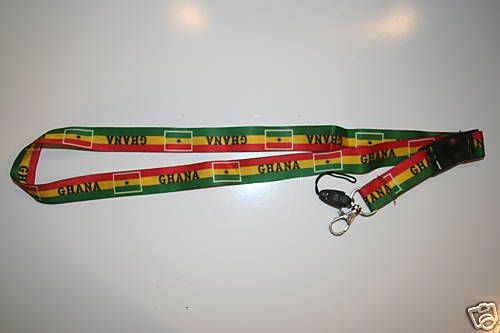 GHANA STRIPED COUNTRY FLAG LANYARD KEYCHAIN PASSHOLDER  