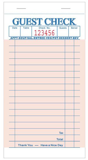 Case of 2,500 A1T6000 2 Tan Two Page Guest Checks  