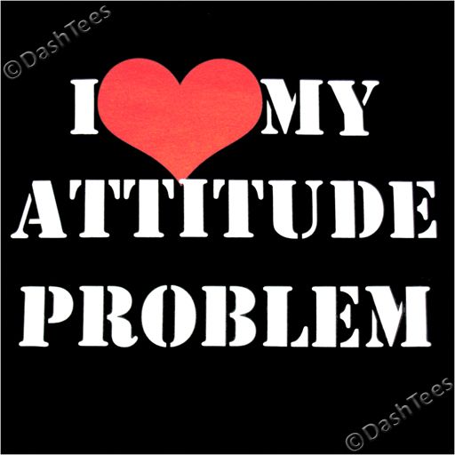 LOVE MY ATTITUDE PROBLEM HEART NEW FUN BLACK T SHIRT  