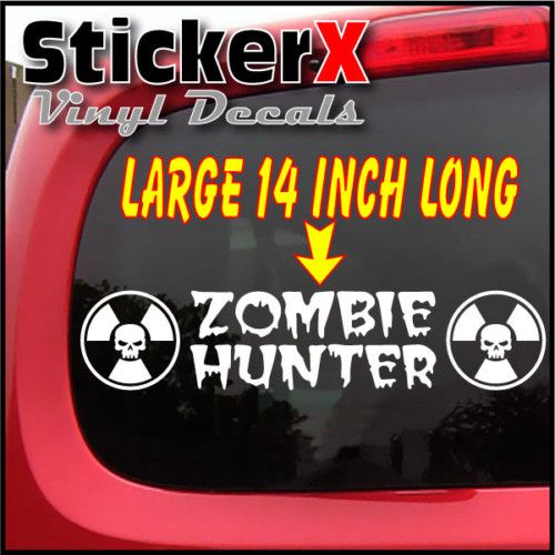 ZOMBIE HUNTER RADIOACTIVE SKULL Logo Decal Sticker 14  