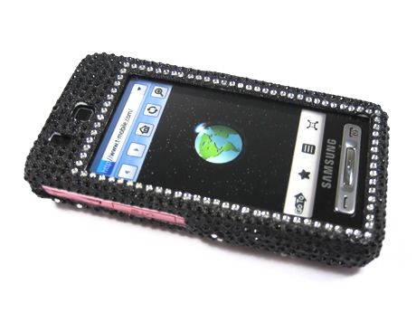 BLACK SILVER VINE DIAMOND BLING CRYSTAL FACEPLATE CASE COVER SAMSUNG 