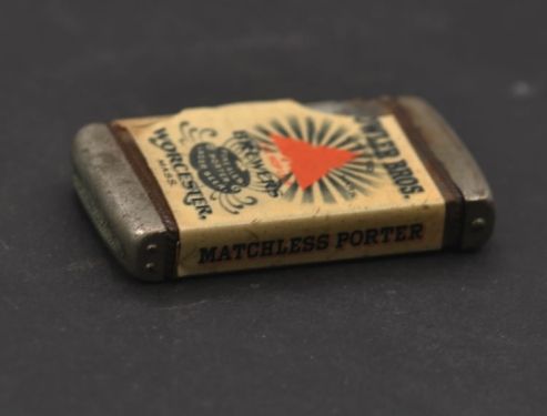 Celluloid Wrapped Match Safe Bowler Bros Brewers Worcester Mass  