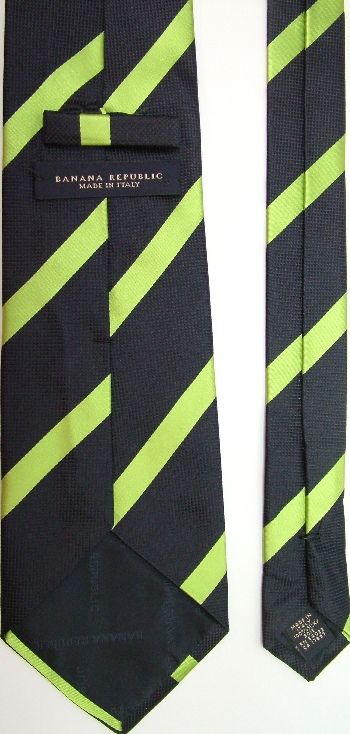 BANANA REPUBLIC BLACK MINT GREEN STRIPE SILK NECK TIE  