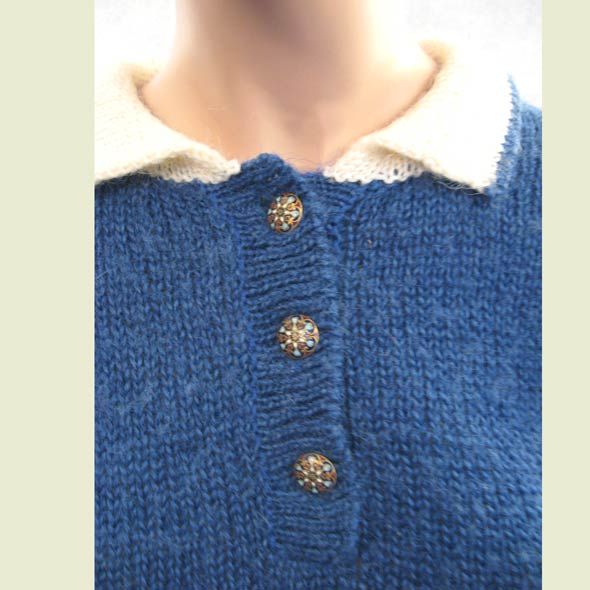 Vintage HANDMADE SWEDISH ENAMEL BUTTONS DRESS SWEATER  