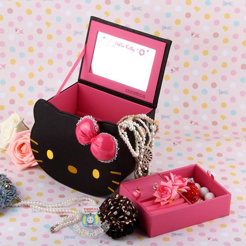 SANRIO HELLO KITTY COOL BLACK FABRIC MUSIC JEWELRY BOX  