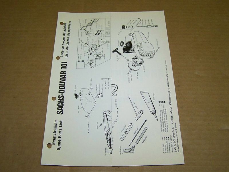 b364) Sachs Dolmar Chain Saw Parts List 101  