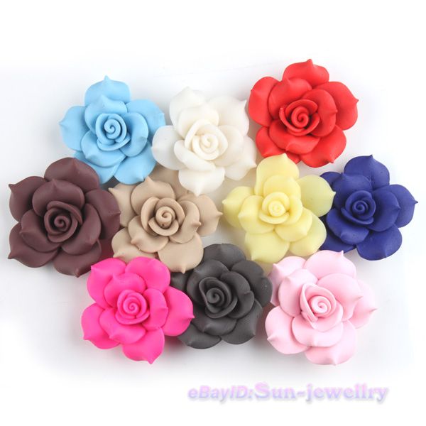 60x Colorful Flower Clay Bead FIMO Polymer 40mm 111028  