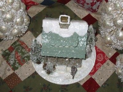 Vintage Style Putz Christmas Small Log Cabin House Cottage  