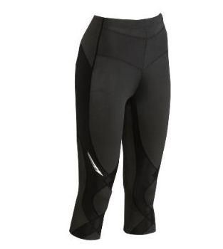 CW X Womens Stabilyx 3/4 Running Tights, Black, Small  