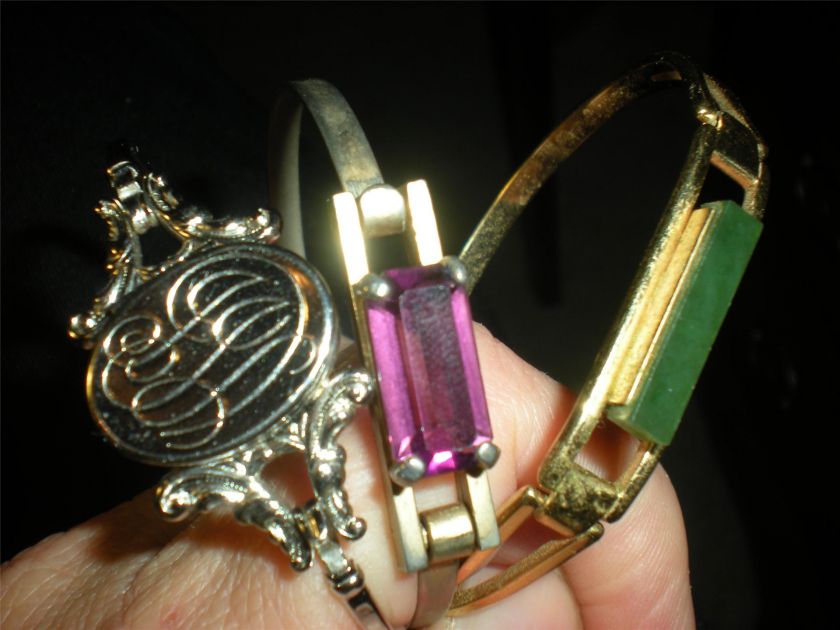 VINTAGE AVON BRACELETS JADE AMETHYST HINGED LOCKET SCROLL FREE 