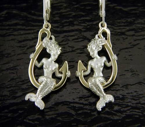 14k & Sterling Hooked Mermaid Earrings Steven Douglas  