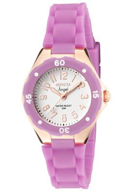 Invicta Watch 1623 Womens Angel White Dial Light Purple Rubber  