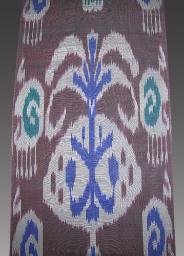 HAND MADE UZBEK Natural SILK IKAT ADRAS FABRIC # 1774  