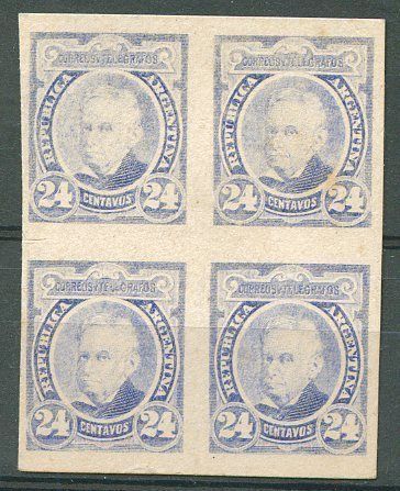 AGENTINA 1889 Block of 4 Proof Not Adopted VF  