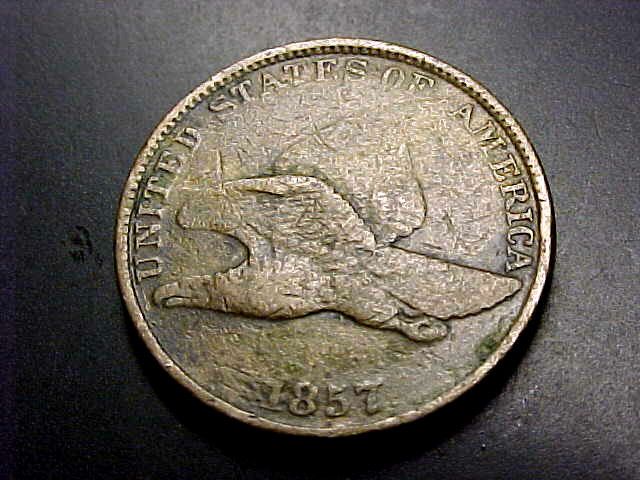  RARE 1857 Flying Eagle Cent Penny Coin FINE  