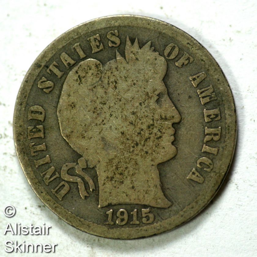 1915 S Barber Dime G+  