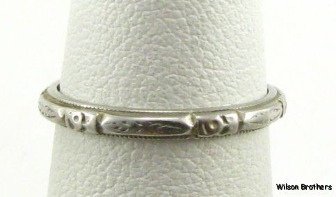   1941 FLORAL Design WEDDING BAND   Platinum Fine Estate Fashion  