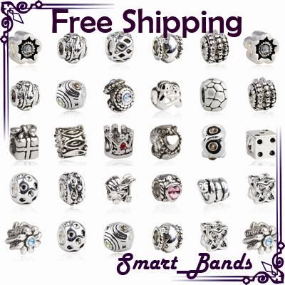 30pcs mixed silver beads for European bracelet bead charm free 