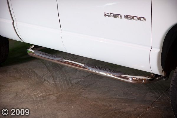 ROUND NERF BARS SS,02 08 DODGE RAM 1500 QUAD CAB  