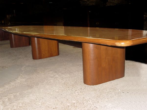 20ft Vintage Walnut Boat Shape Conference Table  