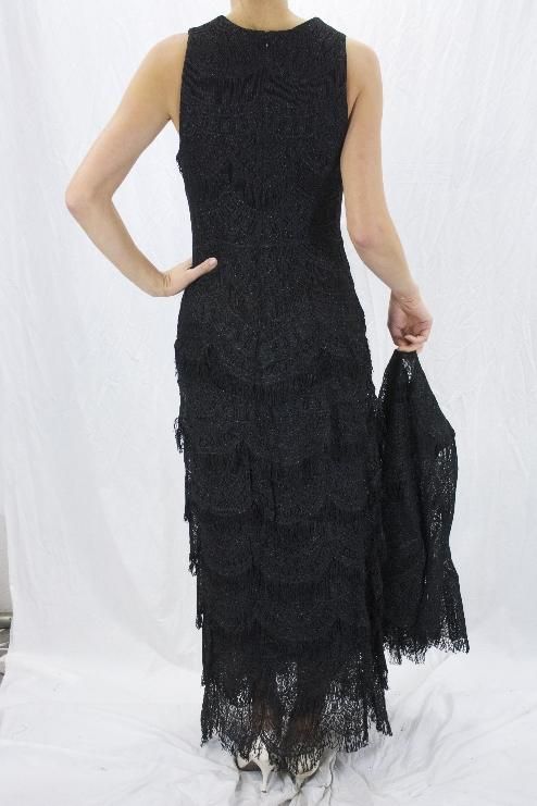   Sparkle Pointelle Fringe 1920 Full Length Dress & Cardigan  