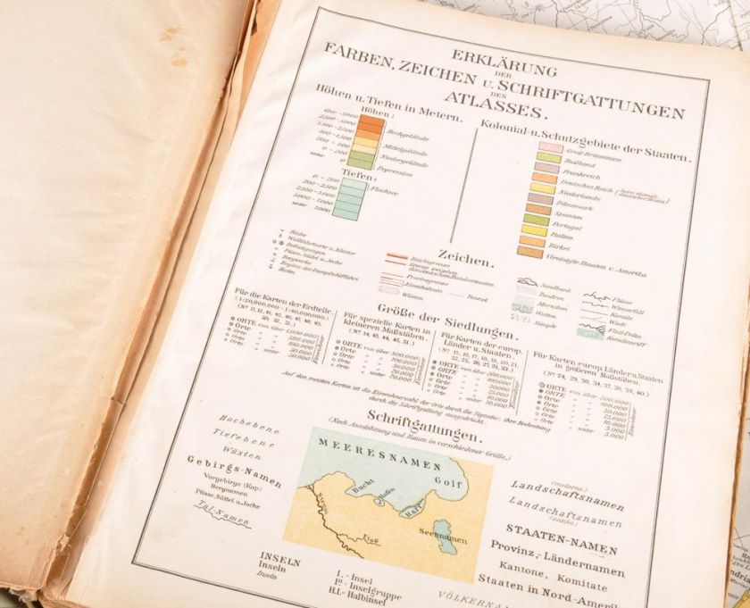 Antique Maps Europe 1920, WWII, Alaska Kozenns Atlas  