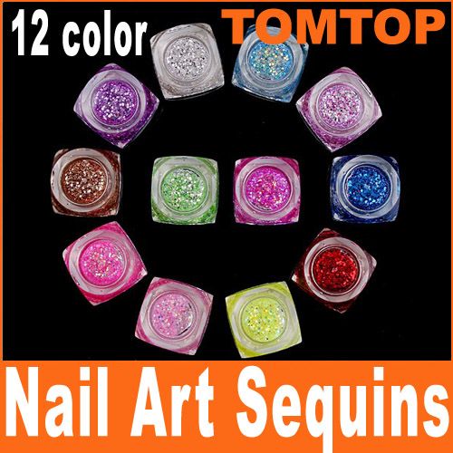 12 Colors Glitter Nail Art UV Gel Shiny Sequins Kit New  