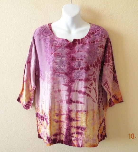   Tunic Kaftan Embroidered Tie dye Kurta Blouse Top   L, XL & 1X  