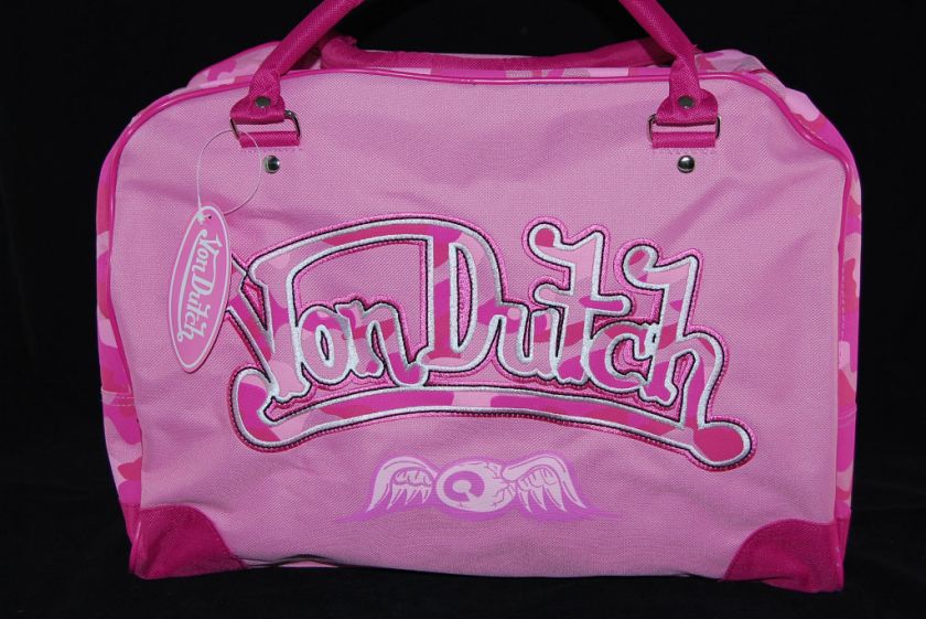 Von Dutch Pink Camo Weekend Car Show Duffle Bag Purse  