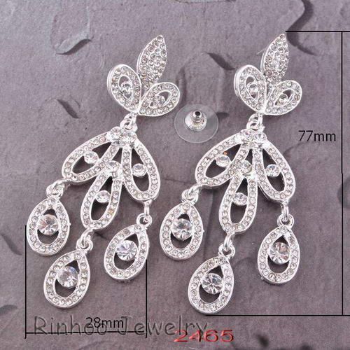 White Chandelier Full Rhinestone Crystal Earrings 29420  