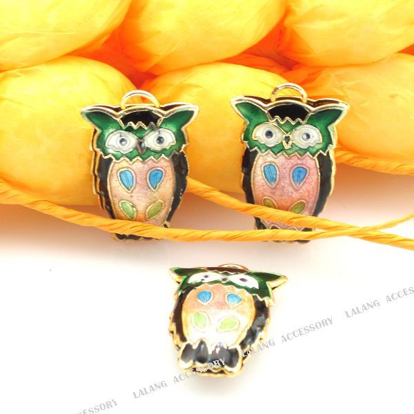 5x New Black Owl Charms Cloisonne Pendants 29mm 160184 ON SALE  