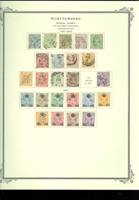 Wurttemberg, Advanced Stamp Collection hinged/Mounted on Scott 