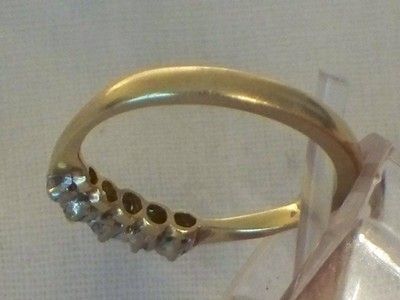 EDWARDIAN 18CT GOLD PLATINUM LADIES 5 STONE DIAMOND RING  