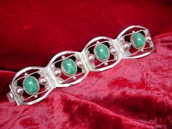 Vintage 1940s MEXICO STERLING SILVER BRACELET Taxco 38g  