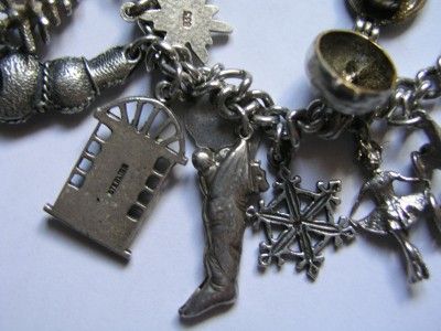 Vtg SILVER WINTER WONDERLAND CHRISTMAS CHARM BRACELET  