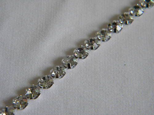 Rhinestone Trim Crystal Banding Silver White Mesh~3/16  