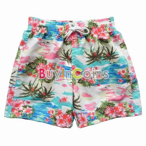 Women Fashion Coconut Tree Beach Surf Board Quick Drying Swim Shorts 