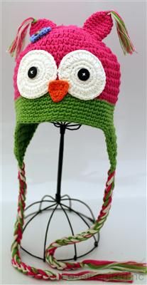 Crochet Baby Hat Handmade Knit Animal Trapper Owl Ear Flap Kids 