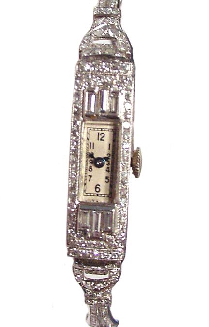 Deco Diamond Platinum Watch #8118  