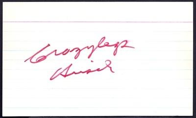 CRAZY LEGS HIRSCH SIGNED 3X5 CARD VINTAGE FOOTBALL HOF  