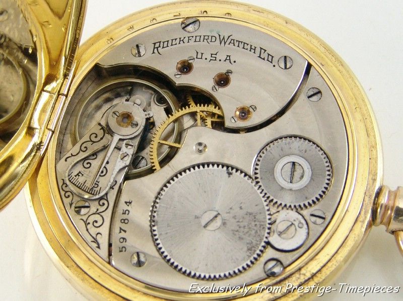 ROCKFORD WATCH Co 15 JEWEL FULL HUNTER 14Ct GOLD POCKET WATCH c1902 