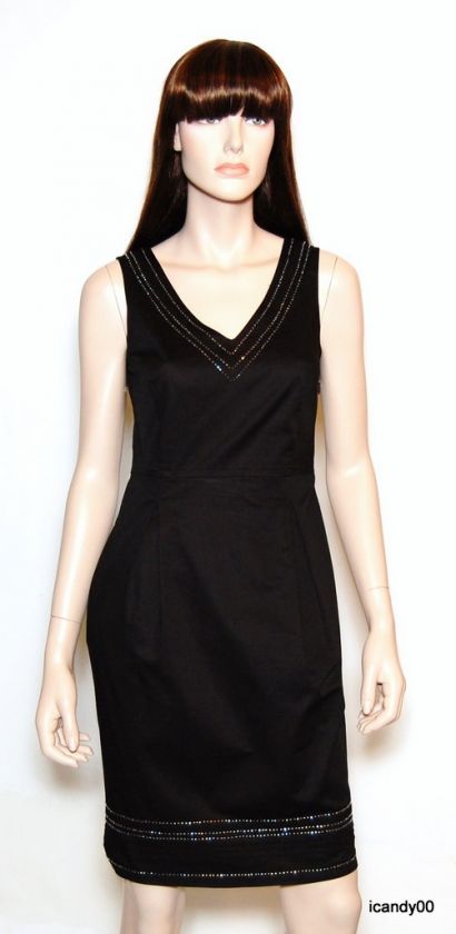 NWT LOVE MOSCHINO COTTON POPLIN DRESS TOP ~BLACK *10 M  