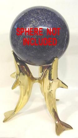 BUTW large 3 dolphin brass sphere display stand 8103  