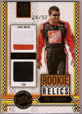 Tony Stewart Press Pass Rookie Relics DUAL 2 CLR #d 50  