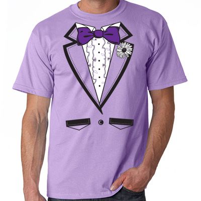 TUXEDO T SHIRT PURPLE BACHELOR PARTY VEGAS WEDDING PUNK PROM NEW LG 