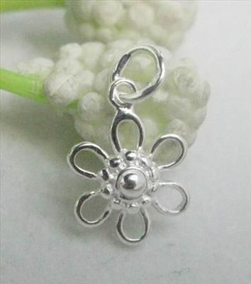 Solid 925 Sterling Silver Flower Charm Pendant SA437  