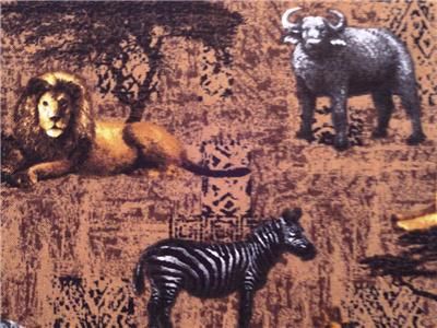   Fabric BTY Lions Elephant Rhino Wildlife Zebra Water Buffalo  