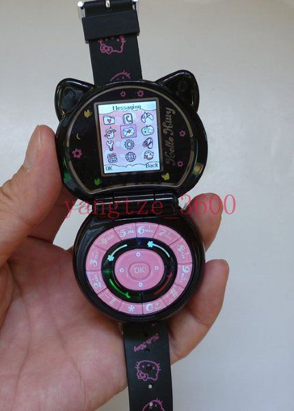 c109 Hello Kitty watch cell phone mp4+1G CARD BLACK  