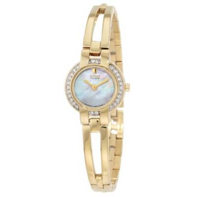 Citizen EW9992 59D Womens Eco Drive Gold tone Silhouette Bangle Watch 