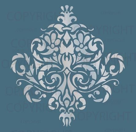 LARGE WALL DAMASK STENCIL PATTERN 12 x 12 FAUX MURAL  